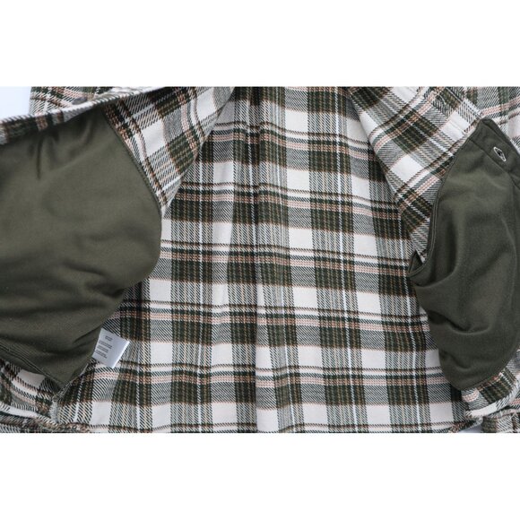 Orvis Mens L/G Plaid Flannel Button-Up Shirt Green & Cream Cotton Outdoors Camp - Picture 10 of 16
